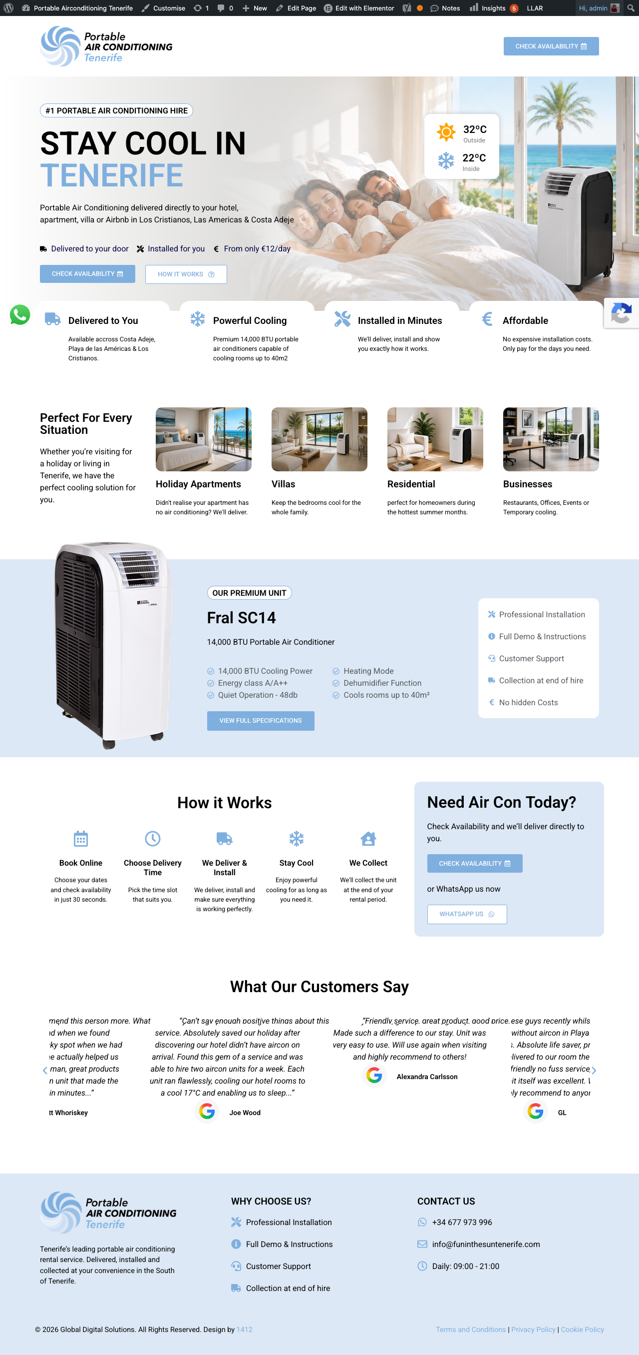 Portable Air Con Tenerife desktop website design