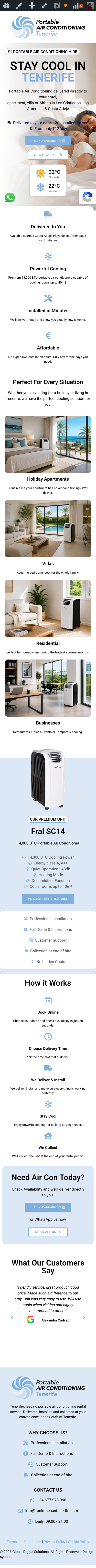 Portable Air Con Tenerife mobile website design