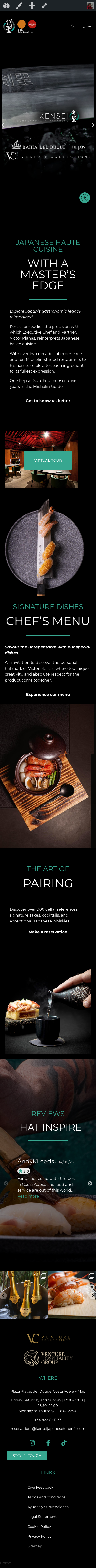 Kensei Tenerife mobile website design